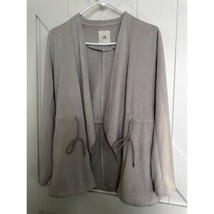 Thread‎ & Supply Women Sz Small Light Grey Microsuede Open Jacket Pockets